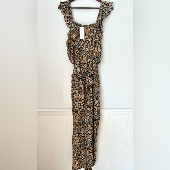 Baltic Born Black & Marigold Floral Ruffle Strap Jumpsuit | Size: Large | NWT - Picture 7 of 15